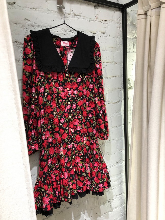 Dress with removable collar and frills Tyu-Tyu! XS red in floral print mini