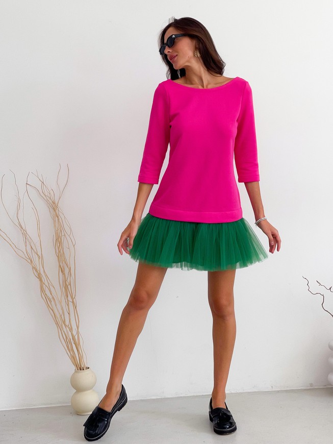 Платье-конструктор AIRDRESS Evening фуксия со съемной зеленой юбочкой
