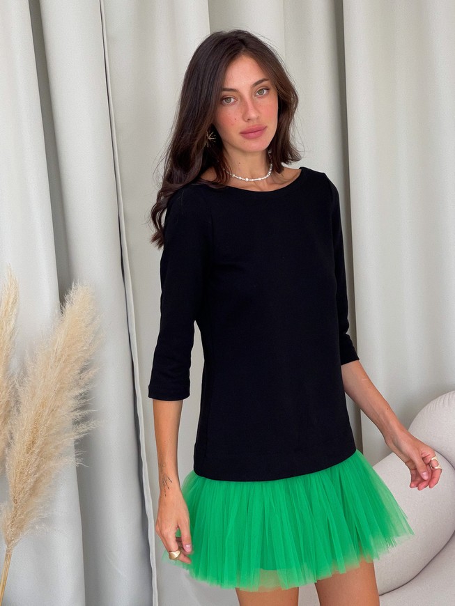 Платье-конструктор AIRDRESS Evening черное со съемной ярко-зеленой юбочкой