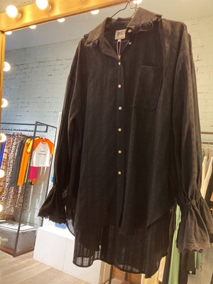 Oversized ruffled shirt Tyu-Tyu! XS lace cotton black