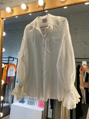 Oversized ruffled shirt Tyu-Tyu! XS lace cotton white