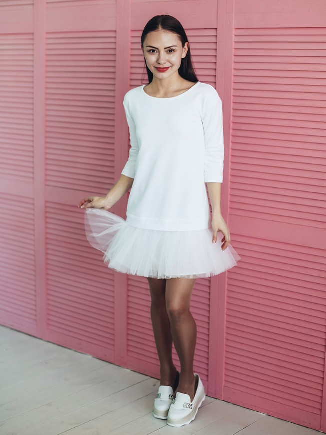 Constructor-dress white Airdress with removable white skirt