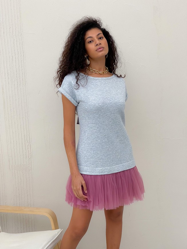 Constructor-dress gray Airdress with removable dusty rose skirt
