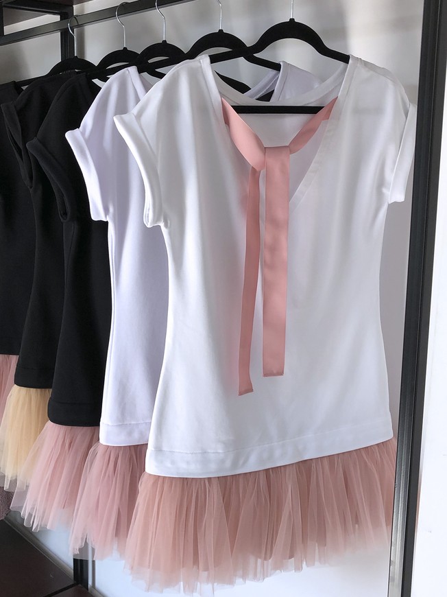 Constructor-dress white Airdress with removable blush pink skirt