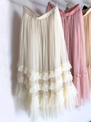 Ivory Tulle skirt with ruffles AIRSKIRT
