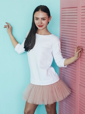 Платье-конструктор AIRDRESS белое со съемной пудровой юбкой