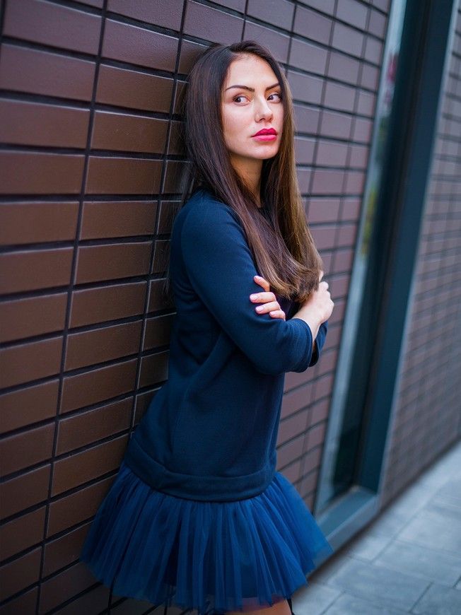 AIRDRESS set: navy blue top and 2 removable skirts (lush navy blue and red tartan)