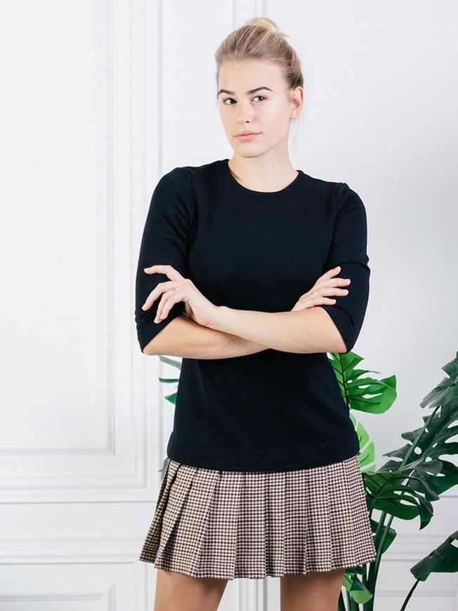 Комплект AIRDRESS: черный верх и 3 съемные юбочки (синяя, красная, бежевая в клетку в складку)