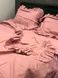 Комплект постільної білизни з льону двохспальний з рюшами темно-рожевий