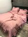 Комплект постільної білизни з льону двохспальний з рюшами темно-рожевий