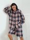 Oversized Pajama Style Suit (bermuda shorts and shirt) Boyfriend's Tyu-Tyu! XS/S milk in red-navy blue tartan