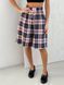 Oversized Pajama Style Suit (bermuda shorts and shirt) Boyfriend's Tyu-Tyu! XS/S milk in red-navy blue tartan