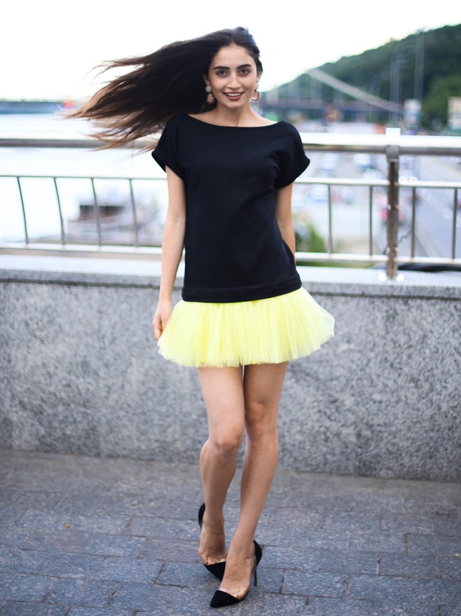 Платье-конструктор AIRDRESS черное со съемной лимонной юбкой