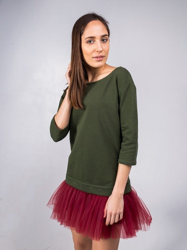 Сукня-конструктор AIRDRESS хакі зі знімною спідницею марсала