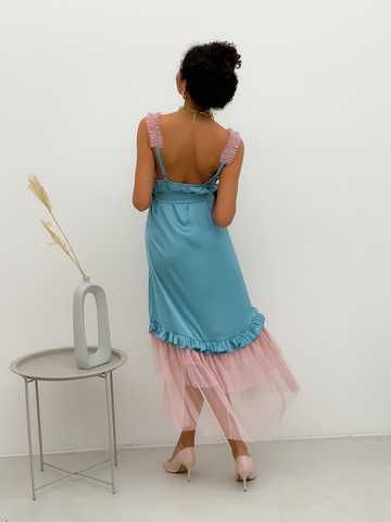 dusty blue slip dress Crushed Satin Nursing Dress main image 1