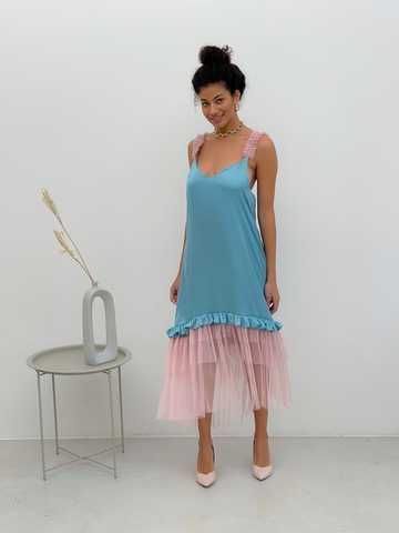blue lace silk dress Maiah Blue Formal Maxi Dress - US 12
