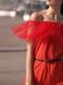 Red mini sundress with red tulle ruffles