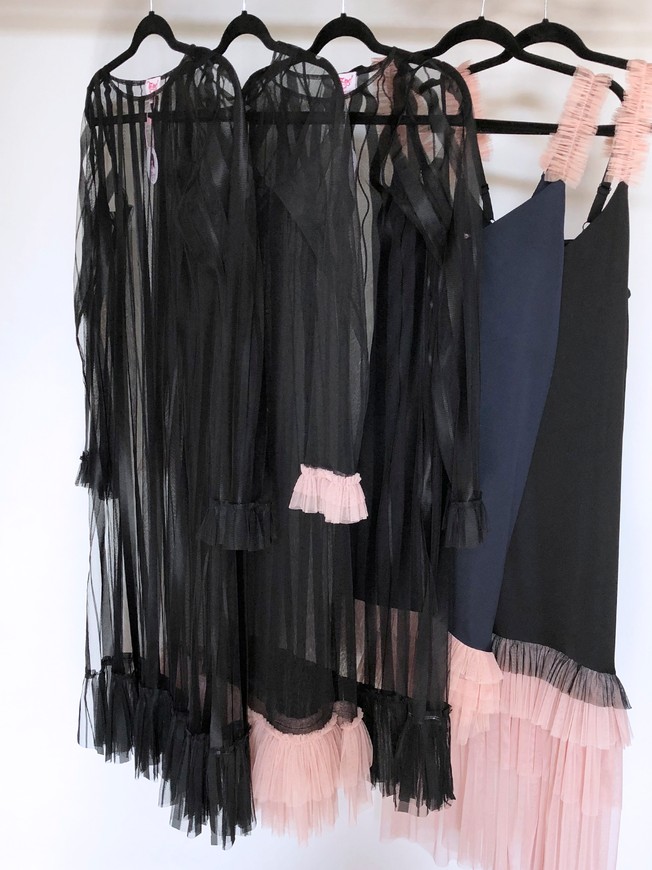 Сукня-сітка з воланами Tulle Dress чорна у смужку
