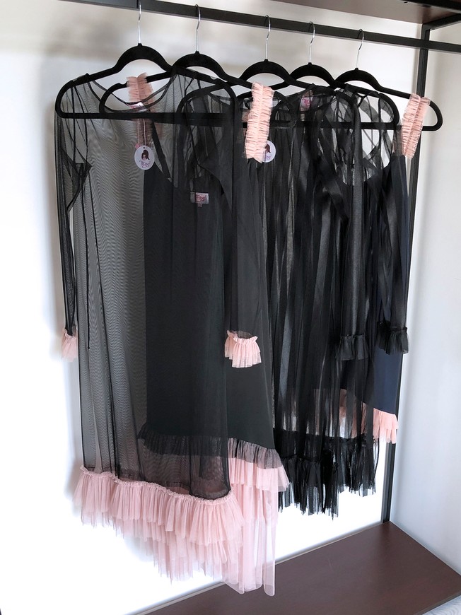 Платье-сетка с воланами Tulle Dress черное в полоску