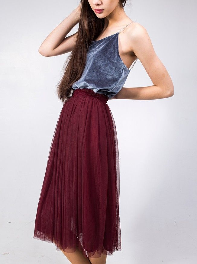 Marsala Bordo Tulle skirt AIRSKIRT CASUAL midi