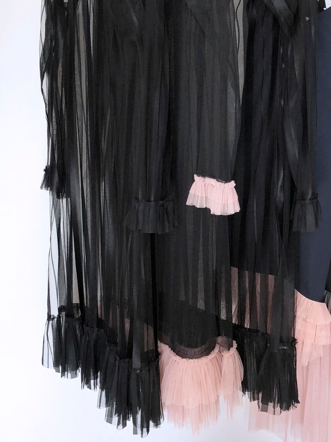 Платье-сетка с воланами Tulle Dress черное в полоску
