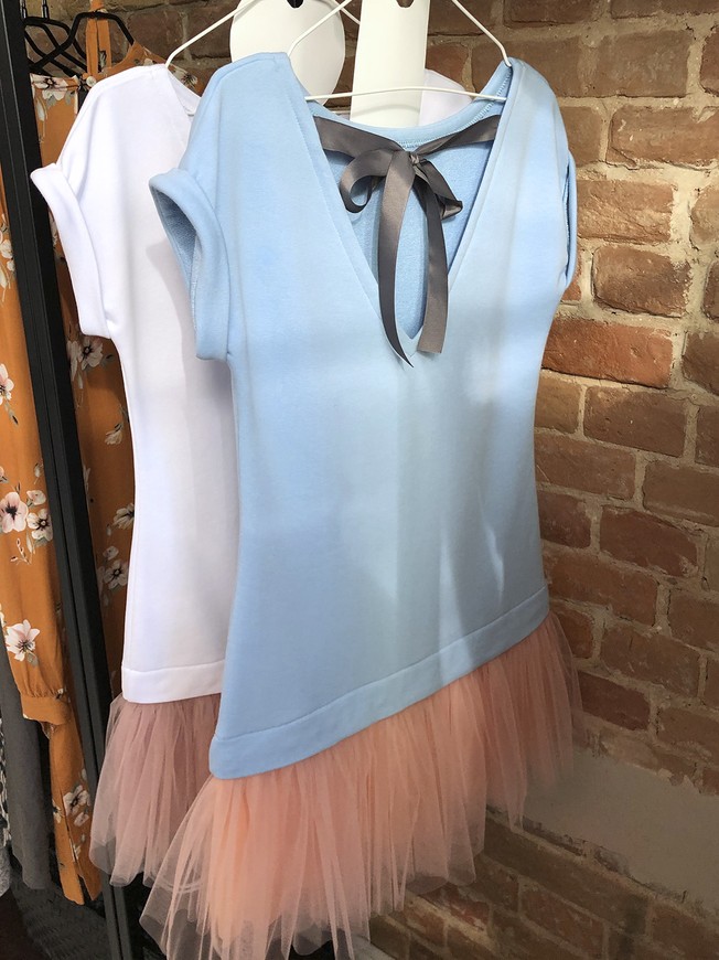 Constructor-dress blue Airdress with removable peach skirt