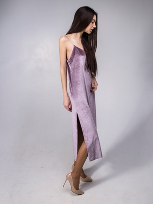 Сукня-комбінаця Velvet Slip Dress максі фрезова