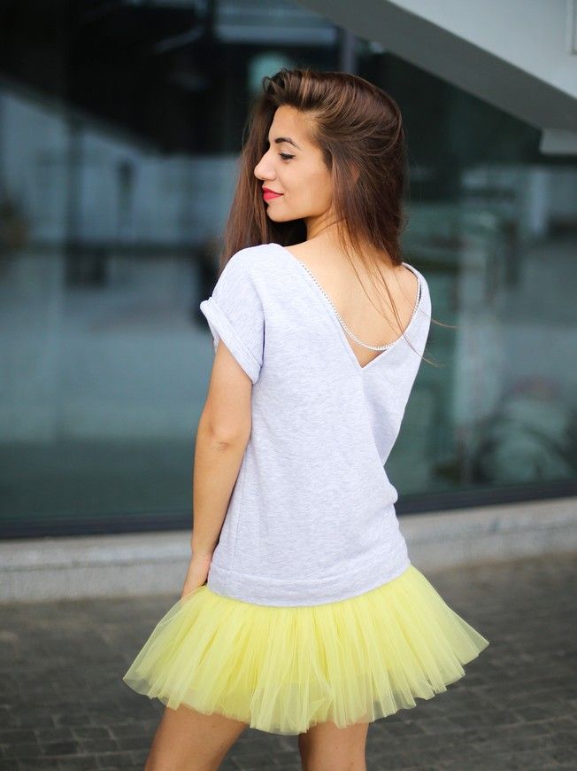 Constructor-dress gray Airdress with removable lemon skirt