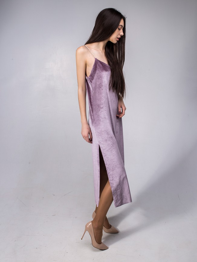 Платье-комбинация Velvet Slip Dress макси фрезовое