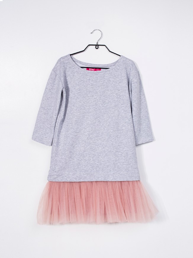AIRDRESS set: gray top and 3 removable skirts (lush smoky gray, black, blush pink)