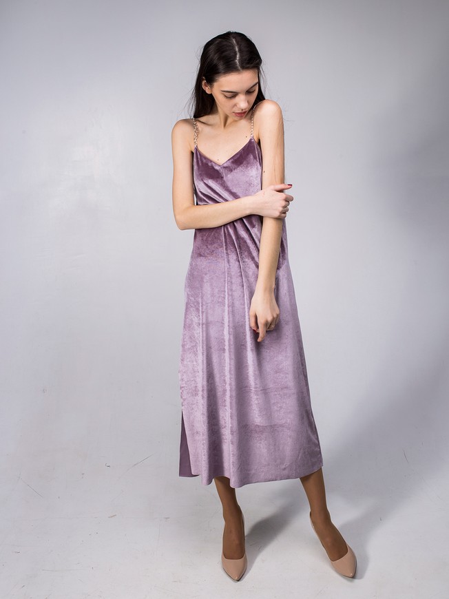 Dusty pink Velvet Slip Dress maxi