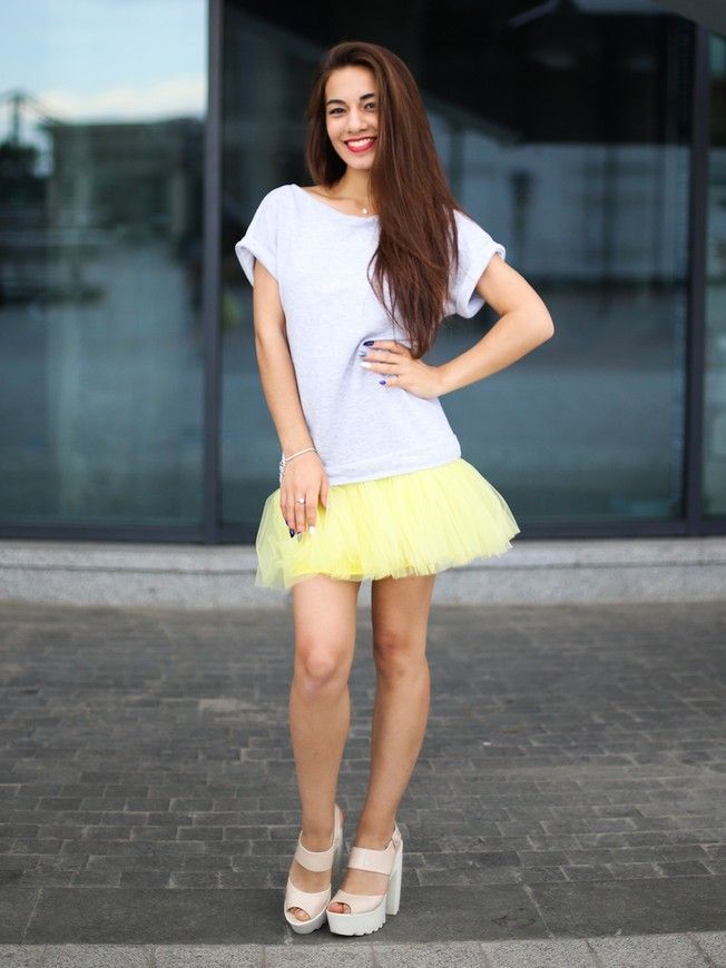 Constructor-dress gray Airdress with removable lemon skirt