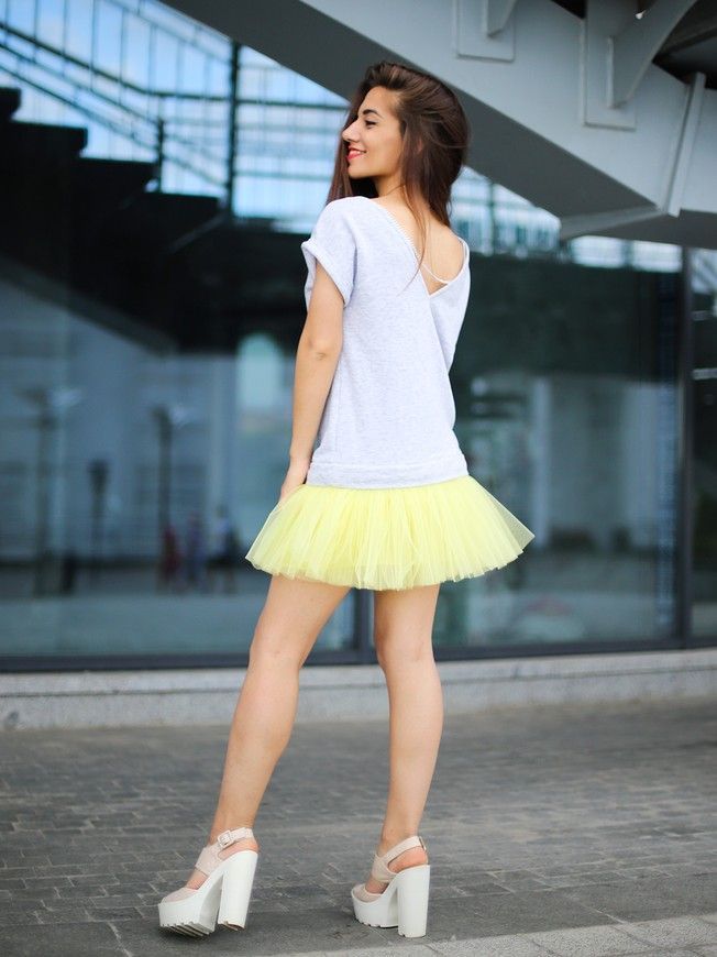 Constructor-dress gray Airdress with removable lemon skirt