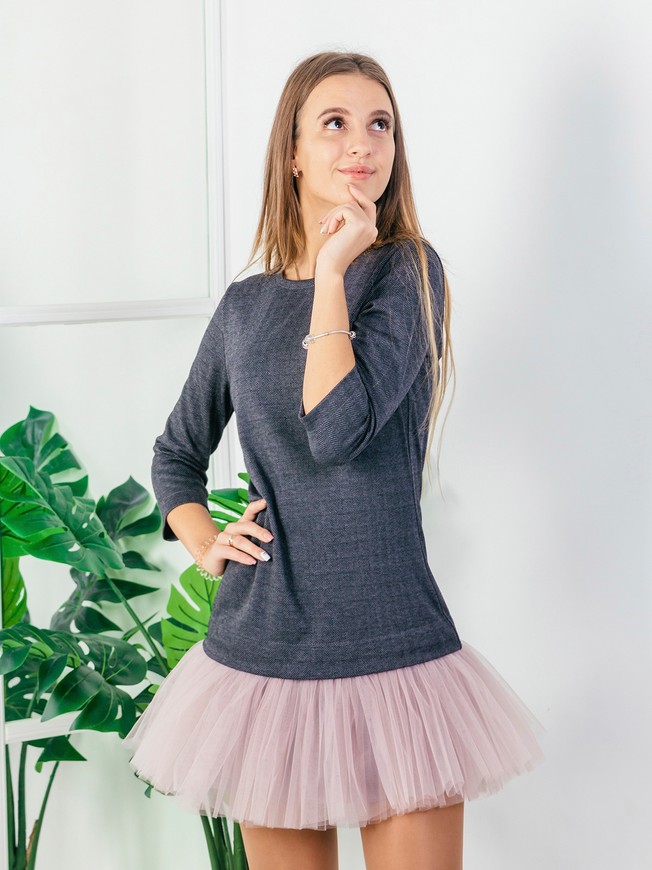 Платье-конструктор AIRDRESS серое "елочка" со съемной дымчато-серой юбкой