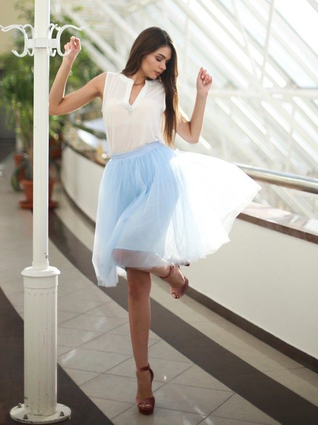 Sky Blue Tulle skirt AIRSKIRT Family Look