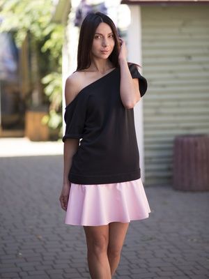 Сукня-конструктор AIRDRESS чорна зі знімною рожевою спідницею з екошкіри