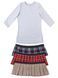 AIRDRESS set: gray top and 3 removable skirts (navy blue, red, beige tartan)
