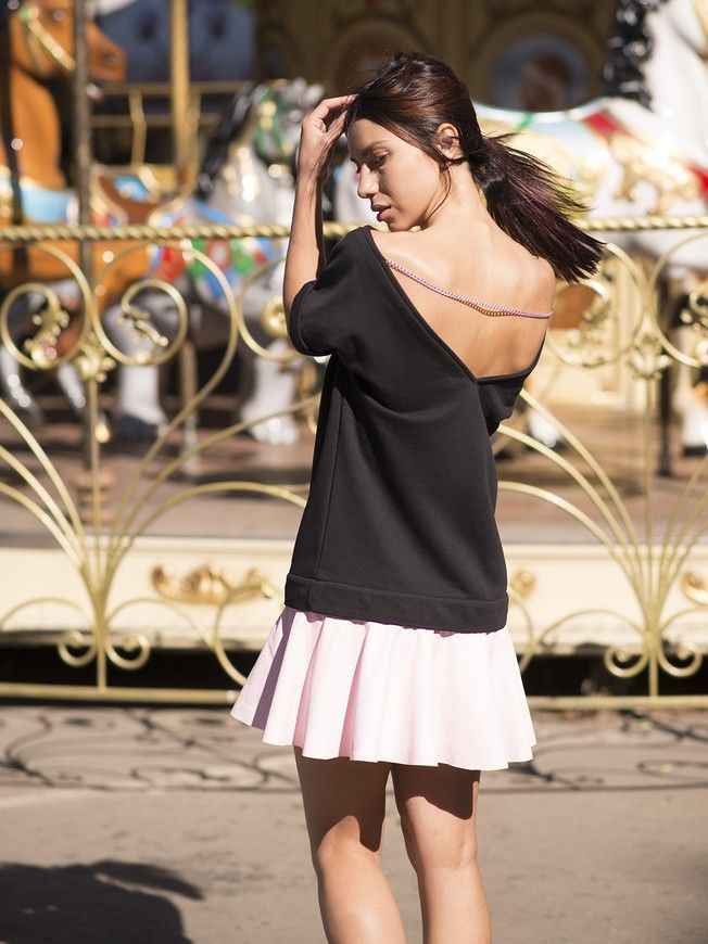 Constructor-dress black Airdress with removable pink skin skirt