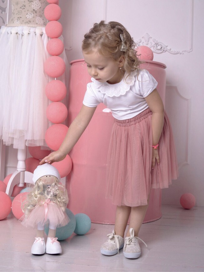 Blush Pink Casual Tulle skirt AIRSKIRT Family Look