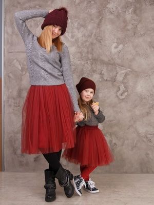 Комплект юбок-пачек AIRSKIRT Family Look в цвете марсала