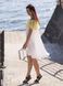 White mini sundress with lemon tulle ruffles