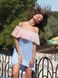 Blue mini sundress with pink powder tulle ruffles