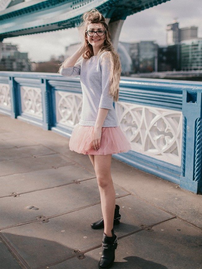 Constructor-dress gray Airdress with removable blush pink skirt