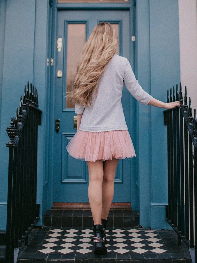 Constructor-dress gray Airdress with removable blush pink skirt
