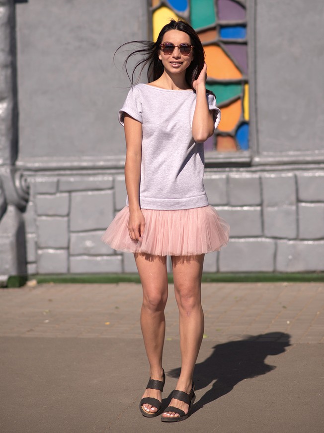 Constructor-dress gray Airdress with removable blush pink skirt