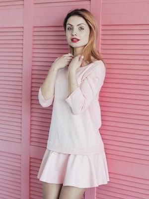 Сукня-конструктор AIRDRESS рожева зі знімною чорною спідницею з екошкіри