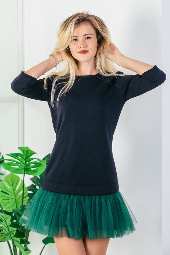Constructor-dress black Airdress with removable emerald skirt