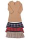 AIRDRESS set: camel top and 3 removable skirts (navy blue, red, beige tartan)