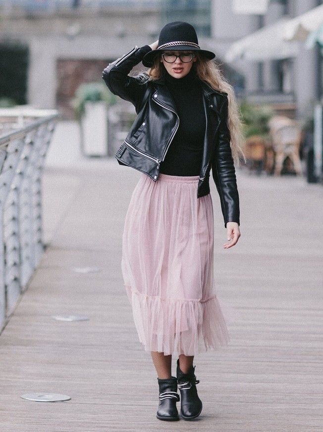 Blush Pink Tulle skirt with ruffle AIRSKIRT