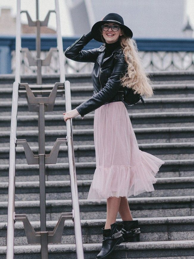 Blush Pink Tulle skirt with ruffle AIRSKIRT